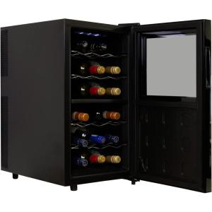 imageKoolatron 18 Bottle Dual Zone Wine Cooler Black Wine Fridge 17 cu ft 48L Freestanding Wine Cellar Red White Sparkling Wine Storage for Home Bar Kitchen Apartment Condo