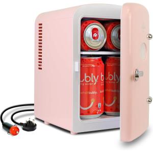 imageKoolatron Mini Fridge  6 Can Refrigerator for Bedroom Office Portable Table Top Beverage Cooler 12V 110V Refrigerador For Drinks Soda Wine Use In Car Dorm Outdoor Patio