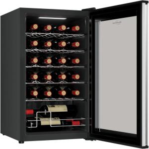 imageKoolatron Wine Fridge  Wine Cooler 24 Bottle Cabinet for Champagne Red ampamp Whitewine Dual Zone Freestanding Cellar For Bar Home Kitchen Double Paned Glass Door 68L