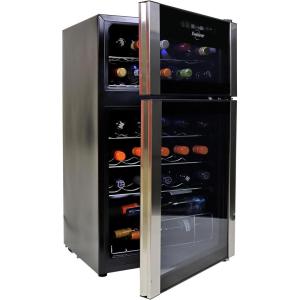 imageKoolatron Wine Fridge  Wine Cooler 24 Bottle Cabinet for Champagne White ampamp Redwine Dual Zone Freestanding Cellar For Bar Home Kitchen Home Double Paned Glass Door 68L