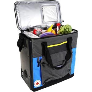 imageMichelin Electric Portable Cooler Plug in 12V Car CoolerWarmer 15 qt 14 L Portable Car Fridge wUSB Charging PortwDC Power Cord Shoulder Strap Cord Storage Travel Fishing Trucking Road Trip