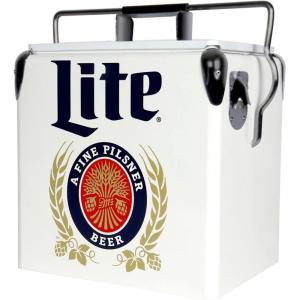imageMiller Light Retro Ice Chest Cooler  18 Can Ice Box Portable Ice Bucket with Bottle Opener Vintage Style Insulated for Camping Beach Picnic RV BBQs Tailgating Fishing 13L 14 qt