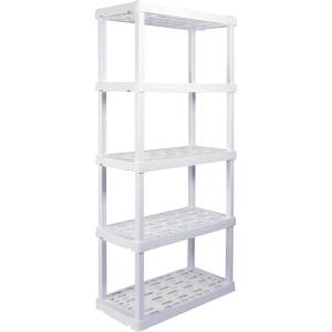 imageOskar 5Tier HeavyDuty Plastic Storage Shelves  ToolFree Interlocking Freestanding Shelving Unit  SpaceSaving Organizer for Garage Kitchen Laundry ampamp Basement  Ventilated Black ShelvesWhite