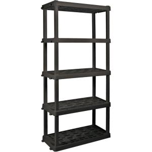 imageOskar 5Tier HeavyDuty Plastic Storage Shelves  ToolFree Interlocking Freestanding Shelving Unit  SpaceSaving Organizer for Garage Kitchen Laundry ampamp Basement  Ventilated Black ShelvesBlack