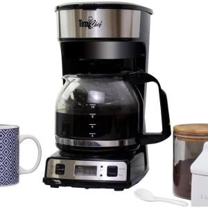 imageTotal Chef Drip Coffee Maker  12 Cup Programmable Cafe Machine With Glass Pot Regular ampamp Bold Brew Autoshut Off Large Water Reservoir Reusable Filter Kitchen Appliances For Cafeteria Barista