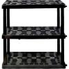 imageOscar Heavy Duty Plastic Storage Shelves for Garage Kitchen Bathroom Basement Kids Room Stackable 3Tier Black Organizer Rack for Books Shoes Toys Pantry Cleaning and Closet OrganizationBlack