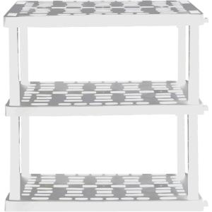 imageOscar Heavy Duty Plastic Storage Shelves for Garage Kitchen Bathroom Basement Kids Room Stackable 3Tier Black Organizer Rack for Books Shoes Toys Pantry Cleaning and Closet OrganizationWhite