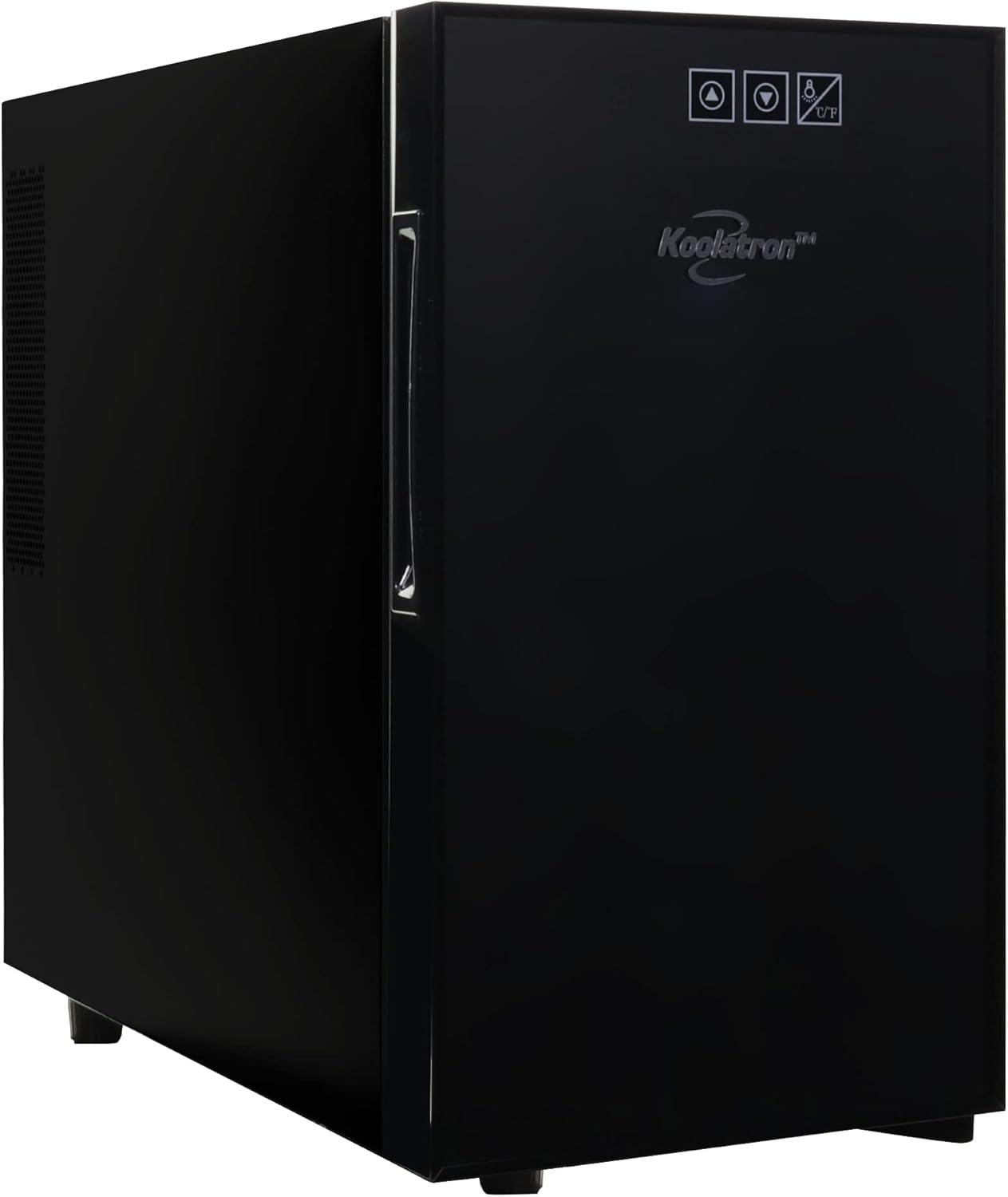 imageKoolatron 10 Bottle Wine Cooler Black Thermoelectric Wine Fridge 1 cu ft Freestanding Wine Cellar Red White and Sparkling Wine Storage for Small Kitchen Apartment Condo RV