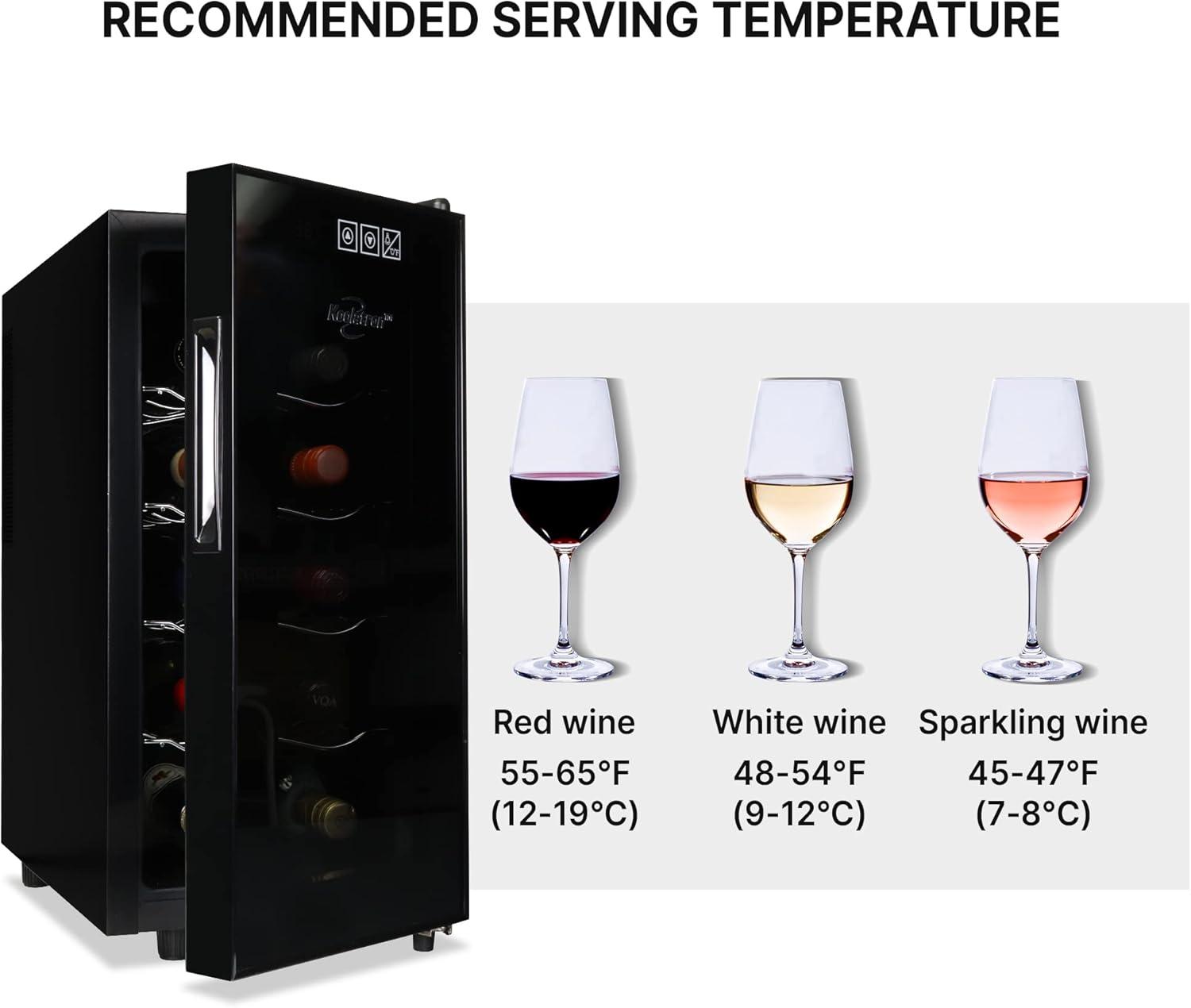 imageKoolatron 10 Bottle Wine Cooler Black Thermoelectric Wine Fridge 1 cu ft Freestanding Wine Cellar Red White and Sparkling Wine Storage for Small Kitchen Apartment Condo RV