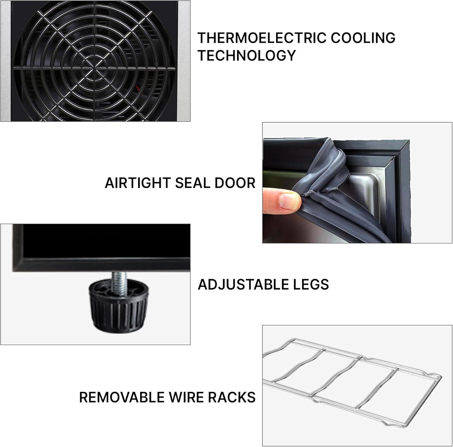 imageKoolatron 10 Bottle Wine Cooler Black Thermoelectric Wine Fridge 1 cu ft Freestanding Wine Cellar Red White and Sparkling Wine Storage for Small Kitchen Apartment Condo RV