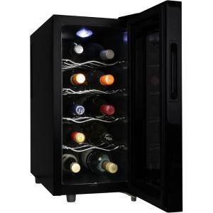 imageKoolatron 10 Bottle Wine Cooler Black Thermoelectric Wine Fridge 1 cu ft Freestanding Wine Cellar Red White and Sparkling Wine Storage for Small Kitchen Apartment Condo RV