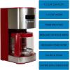 imageKenmore Drip Coffee Maker  Programmable Cafe Machine With Glass Pot Regular ampamp Bold Brew Auto Shut Off Large Water Reservoir Reusable Filter Kitchen Appliances For Cafeteria Barista 12 Cup RedModern