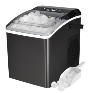 imageKoolatron Countertop Ice Maker  Pellet Hielo Maquina Serves 9 Pebble Ice Cubes in 6 mins Crunchy Ice Nugget for Drinks Self Cleaning Portable 26 Lbs24Hrs Capacity Stainless Steel BlackBlack