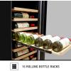imageKenmore Elite 18 Inch Compressor Wine Fridge 112 Bottle Wine Cooler BuiltIn Or Freestanding Wine Refrigerator Digital Temperature Control Low Noise UV Protective Glass Reversible Door Black
