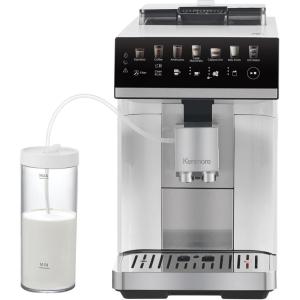imageKenmore Fully Automatic Espresso Machine  Programmable Coffee Machine With Integrated Bean Grinder Milk Steamer Frother Descaler Barista Cappuccino Latte Americano Brewing System White