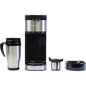 imageKoolatron Kenmore Single Serve Coffee Maker ampamp Stainless Steel Travel Mug CapsulePod ampamp Ground Coffee Brewing K Cup Compatible Hot ampamp Iced Coffee Machine 6 to 14 Oz Brew Sizes Auto ShutOff Black