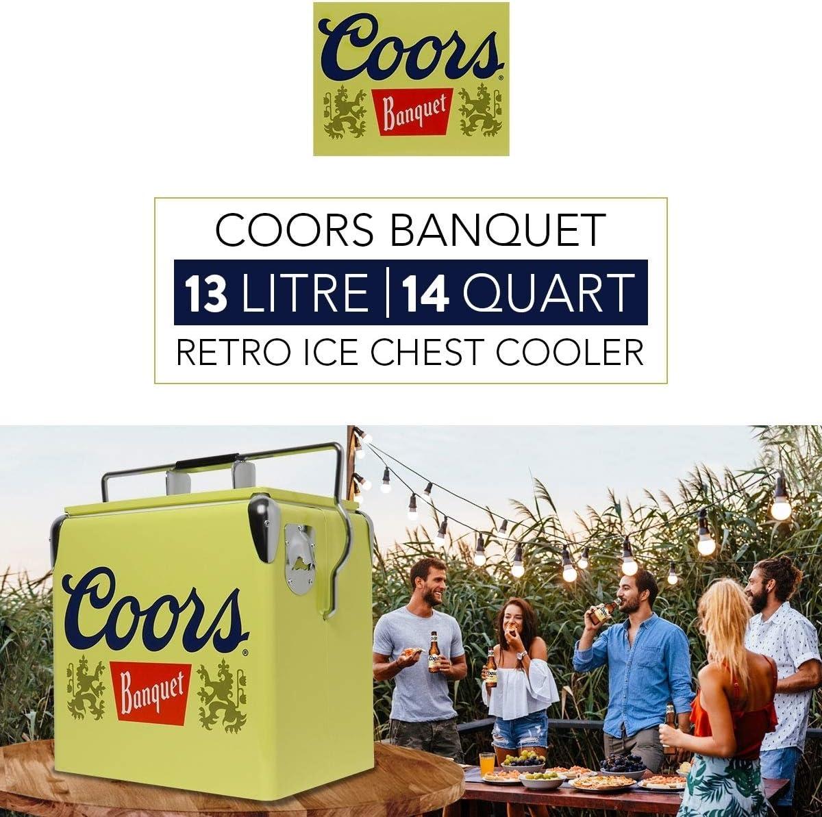 imageCoors Banquet Retro Ice Chest Cooler  Portable Ice Bucket with Bottle Opener Vintage Style Insulated for Camping Beach Picnic RV BBQs Tailgating Fishing 18 Can Ice Box 13L 14 qt