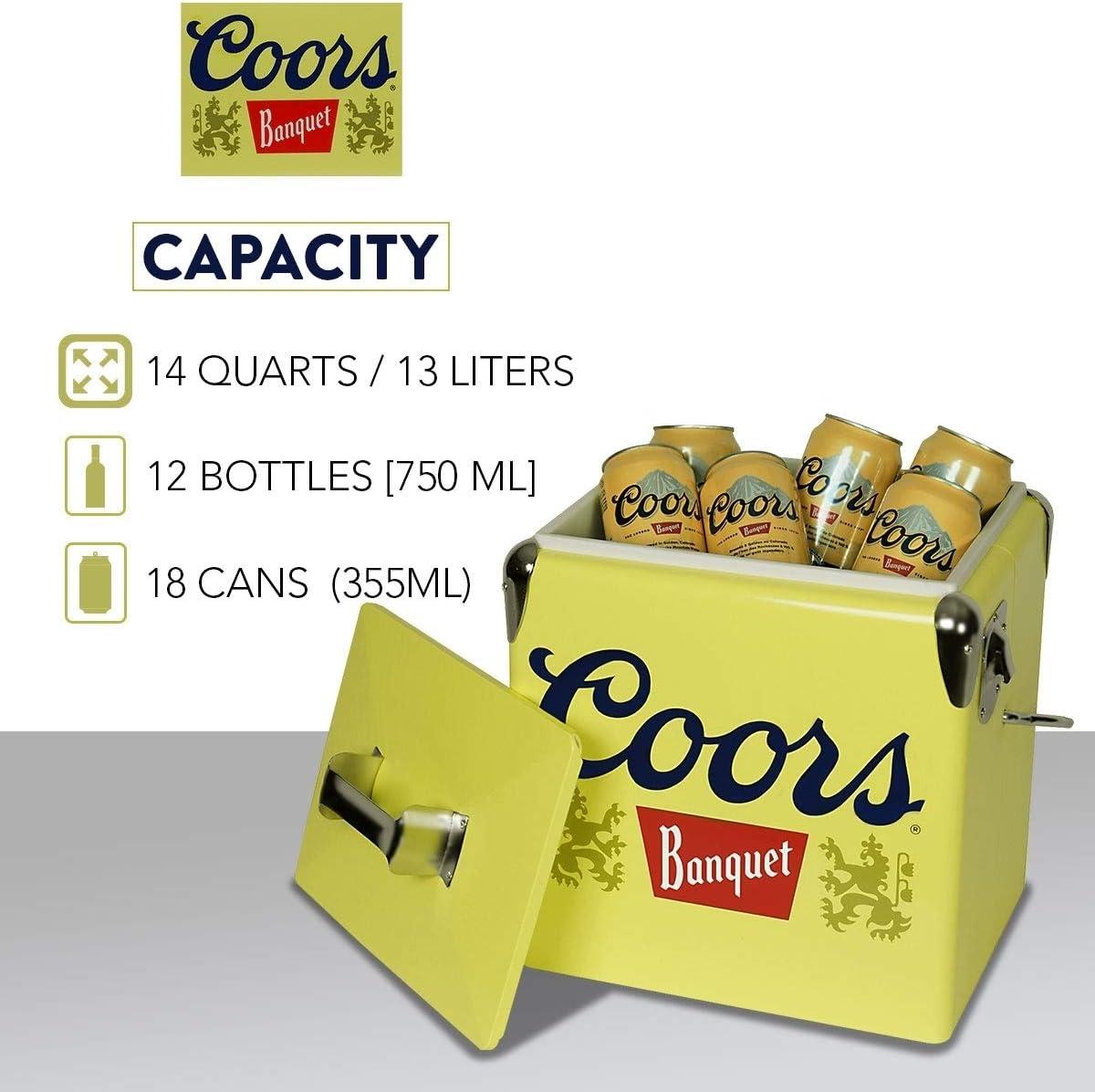 imageCoors Banquet Retro Ice Chest Cooler  Portable Ice Bucket with Bottle Opener Vintage Style Insulated for Camping Beach Picnic RV BBQs Tailgating Fishing 18 Can Ice Box 13L 14 qt
