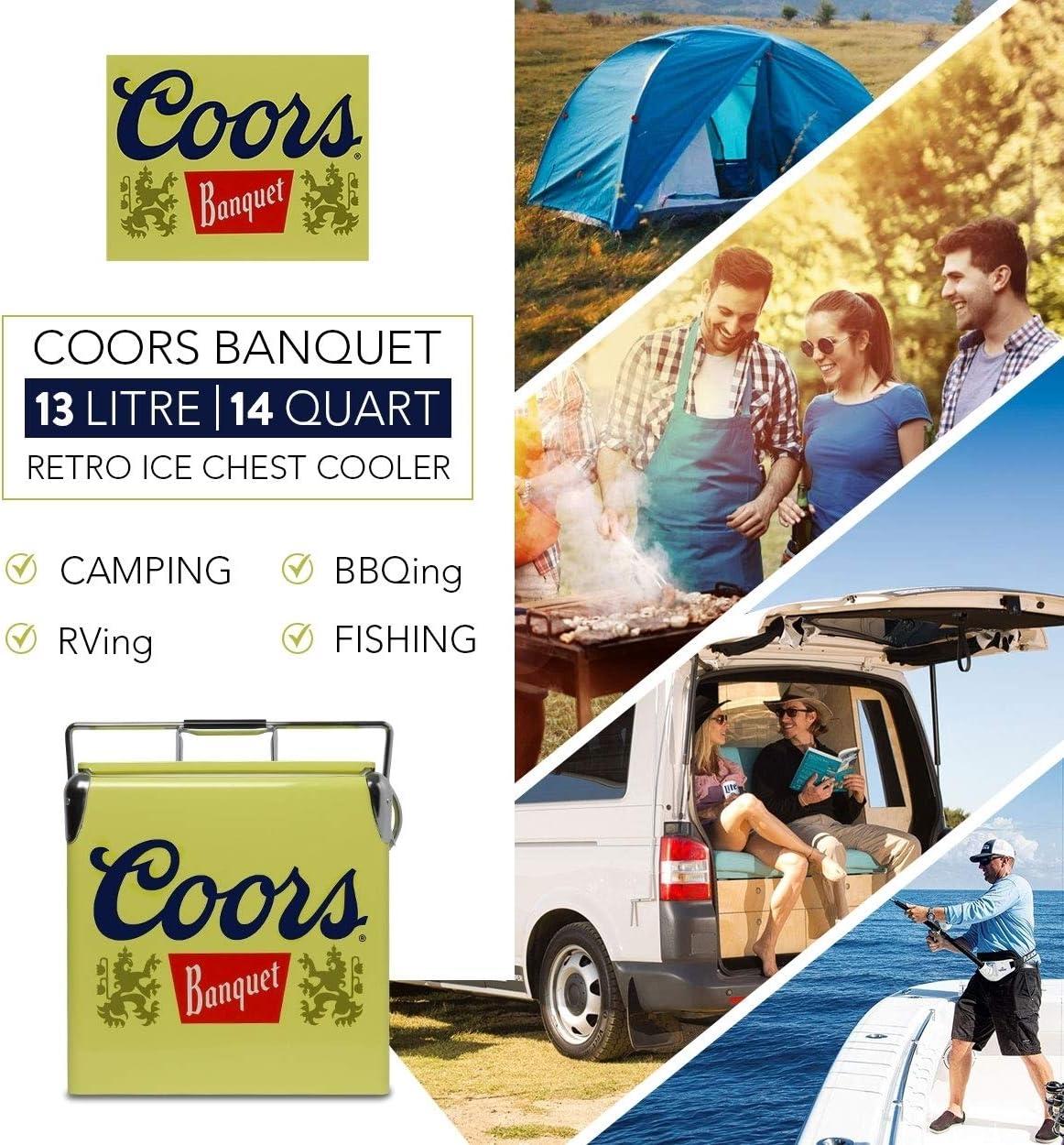 imageCoors Banquet Retro Ice Chest Cooler  Portable Ice Bucket with Bottle Opener Vintage Style Insulated for Camping Beach Picnic RV BBQs Tailgating Fishing 18 Can Ice Box 13L 14 qt