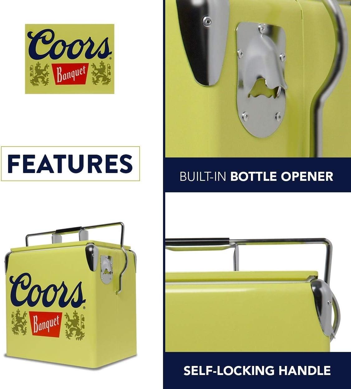 imageCoors Banquet Retro Ice Chest Cooler  Portable Ice Bucket with Bottle Opener Vintage Style Insulated for Camping Beach Picnic RV BBQs Tailgating Fishing 18 Can Ice Box 13L 14 qt