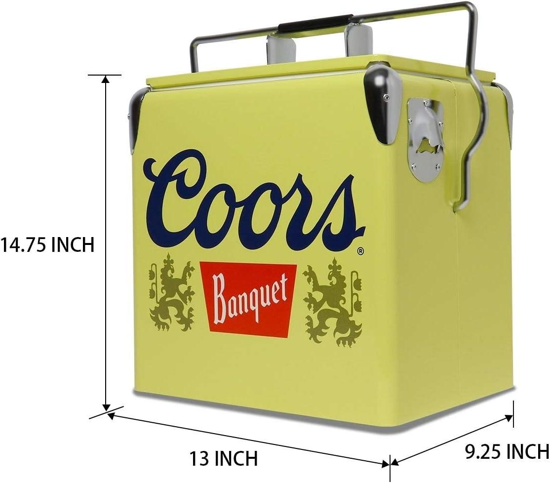 imageCoors Banquet Retro Ice Chest Cooler  Portable Ice Bucket with Bottle Opener Vintage Style Insulated for Camping Beach Picnic RV BBQs Tailgating Fishing 18 Can Ice Box 13L 14 qt