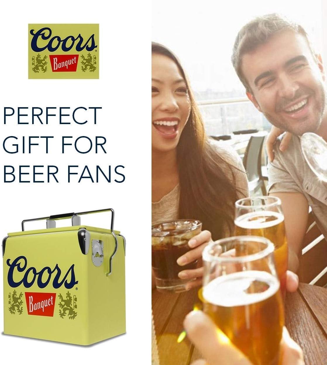 imageCoors Banquet Retro Ice Chest Cooler  Portable Ice Bucket with Bottle Opener Vintage Style Insulated for Camping Beach Picnic RV BBQs Tailgating Fishing 18 Can Ice Box 13L 14 qt