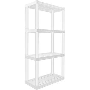 image:imageOskar Heavy Duty Plastic Storage Shelves for Garage Kitchen Bathroom Basement Kids Room ToysStackable 4Tier White Organizer Rack for Books Shoes Pantry Cleaning and Closet Organization