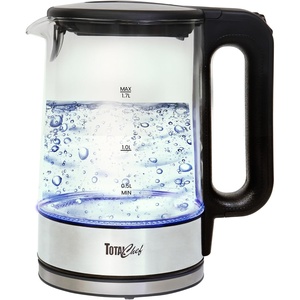 image:imageTotal Chef Electric Glass Kettle 17L  Fast Boil BPAFree Borosilicate Glass LED Light Auto ShutOff BoilDry Protection Cordless Water Boiler for Tea amp Coffee Kitchen Appliance