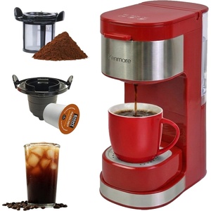 image:imageKenmore Single Serve Coffee Maker  Compatible with Keurig KCup Pods amp Ground Coffee One Cup Brewer 612 Oz Brew Sizes Travel Mug Friendly Auto ShutOff Hot amp Iced Maquina de cafe RedKKCMKCMR
