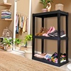 image:imageOskar Heavy Duty Plastic Storage Shelves for Garage Kitchen Bathroom Basement Kids Room Stackable 3Tier Black Organizer Rack for Books Shoes Toys Pantry Cleaning and Closet Organization
