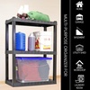 image:imageOskar Heavy Duty Plastic Storage Shelves for Garage Kitchen Bathroom Basement Kids Room Stackable 3Tier Black Organizer Rack for Books Shoes Toys Pantry Cleaning and Closet Organization