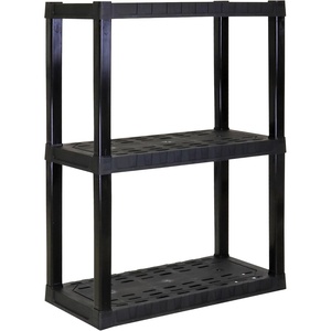 image:imageOskar Heavy Duty Plastic Storage Shelves for Garage Kitchen Bathroom Basement Kids Room Stackable 3Tier Black Organizer Rack for Books Shoes Toys Pantry Cleaning and Closet Organization